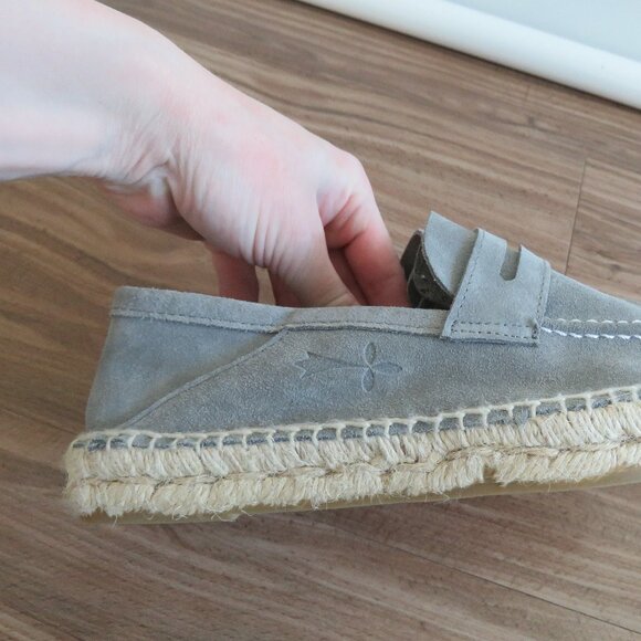 MANEBI Hamptons Loafers Espadrilles in Gray Suede Minimalist Quiet Luxury US 6 - Picture 9 of 13